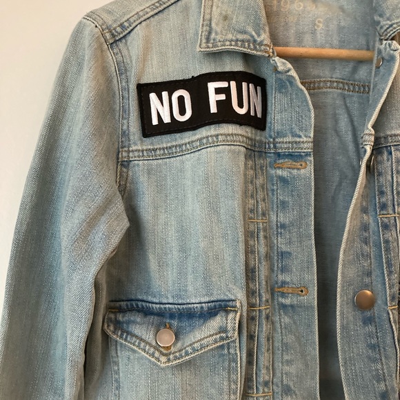Denim jacket with NO FUN patch - Picture 3 of 6